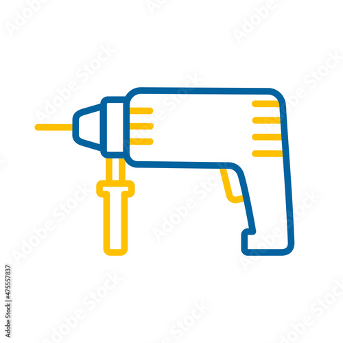 Electric hammer drill vector isolated flat icon