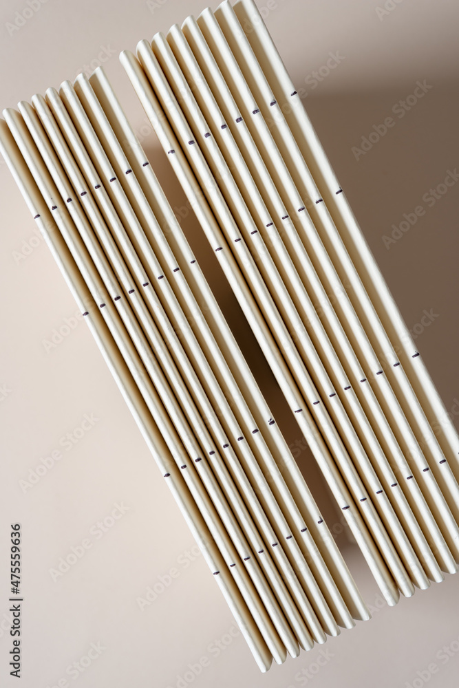 bookbinding signatures with awl guide marks on spine Stock Photo