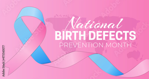 Pink National Birth Defects Prevention Month Background Illustration with Ribbon