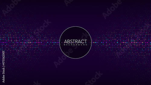 Electronic music flyer design with place for your content. Dotted halftone neon background with modern sound wave equalizer. Vector background
