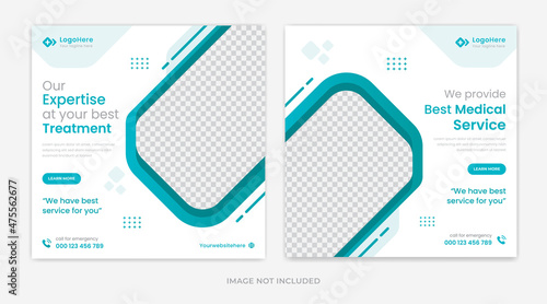 Modern Medical social media post design template with creative shapes health  Instagram banner vector
