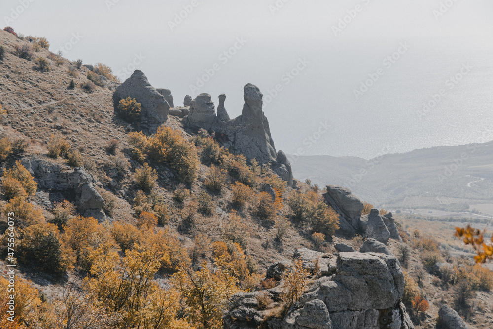 Naklejka premium Mountains, nature fog, clouds, landscape.