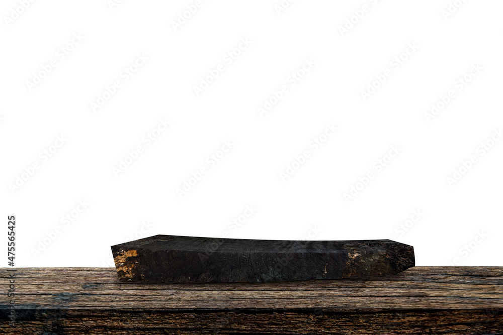 Fototapeta premium Front view of old wooden signs stacked separately on white background. Plank surface.