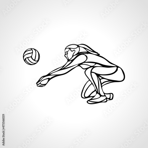 Woman volleyball player silhouette passing ball Vector eps10