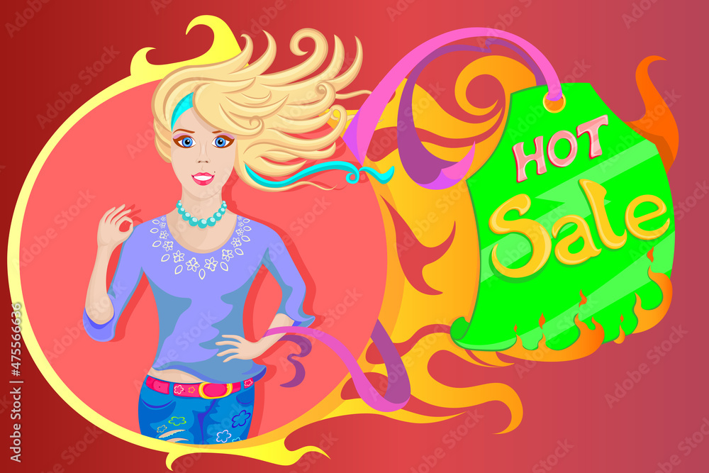 Hot sale, hurry up to buy everything you need, vector illustration, colored background, advertising banner, for retail outlets Hot sale, hurry up to buy everything you need, vector illustration, colored background, advertising banner, for retail outlets