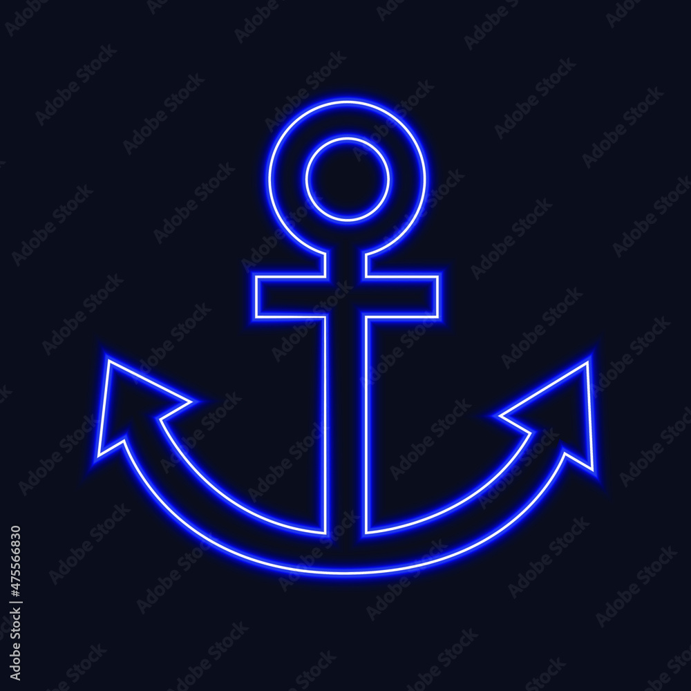 Marine Anchor sign icon Design with Neon Light effect. eps 10 Marine Anchor sign icon Design with Neon Light effect. eps 10