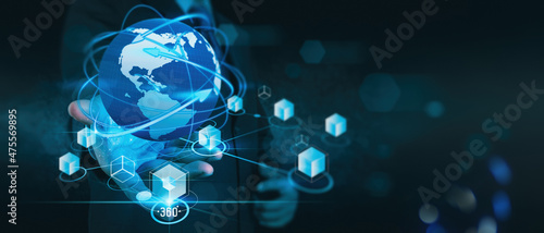 Wallpaper Mural Metaverse digital cyber world technology concept businessman success working with his team as concept with virtual digital dashboard The real world with icons innovation technology future. Torontodigital.ca