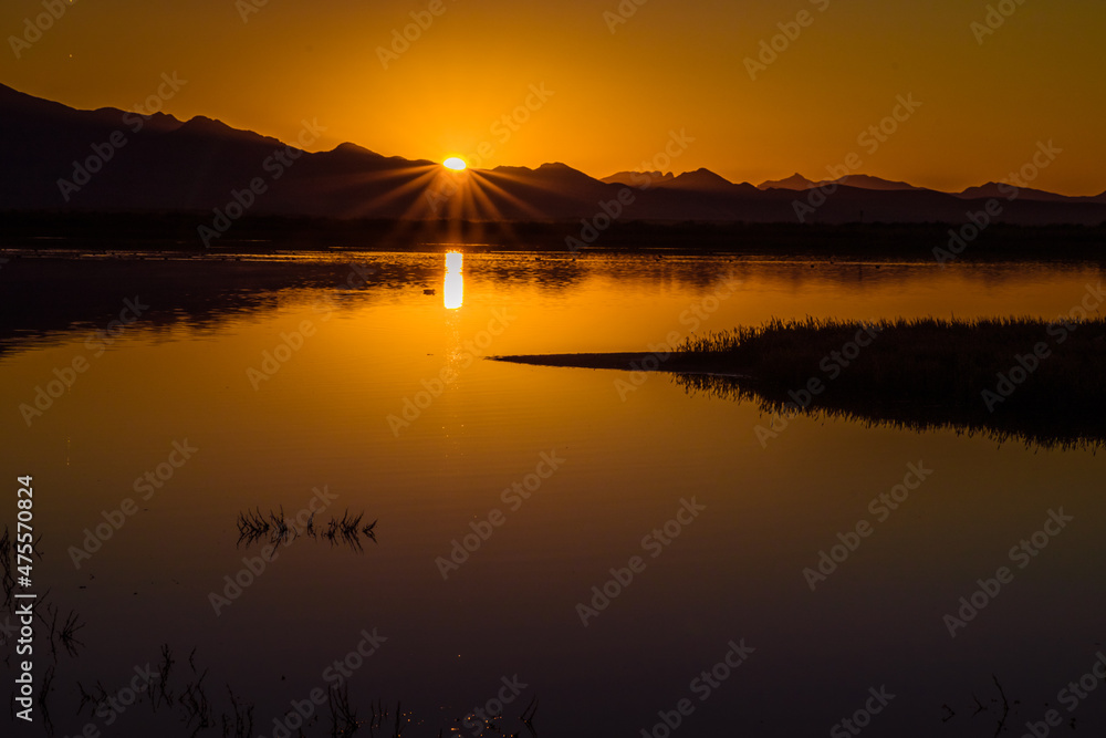 Naklejka premium Sunrise over water