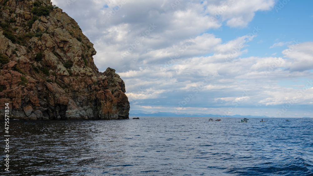 Seascape. View of the Black Sea coast of the Crimea peninsula. Travel concept.