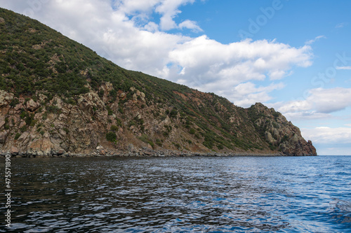 Seascape. View of the Black Sea coast of the Crimea peninsula. Travel concept.