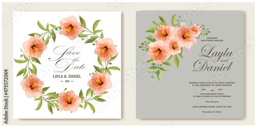Fényképezés wedding invitation card suite with daisy flower Templates