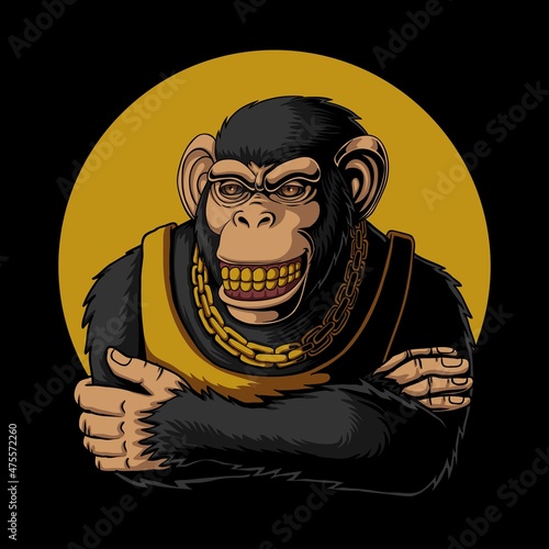 Chimpanzee smiling expression vector illustration