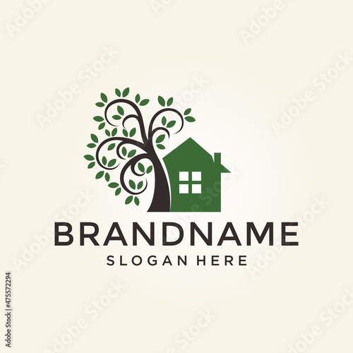 Tree Home Premium Vector
