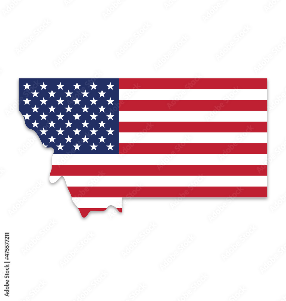 montana mt state map simplified with usa flag montana mt state map simplified with usa flag