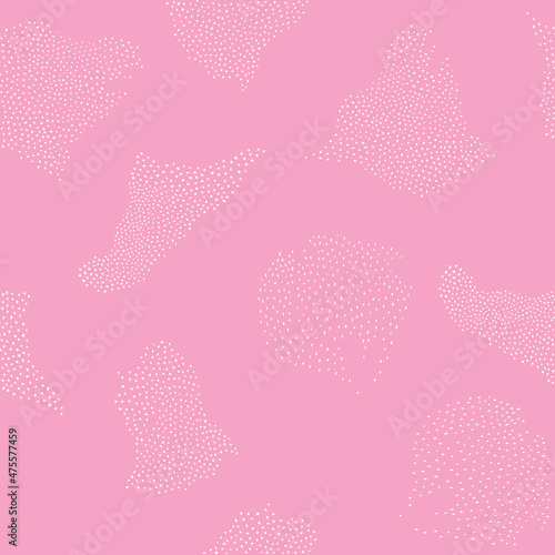 Pink abstract doodle pattern repeat background print design. Abstract ditsy polka dots scattered irregularly creating a modern texture. Fun vector illustration for surface pattern design.