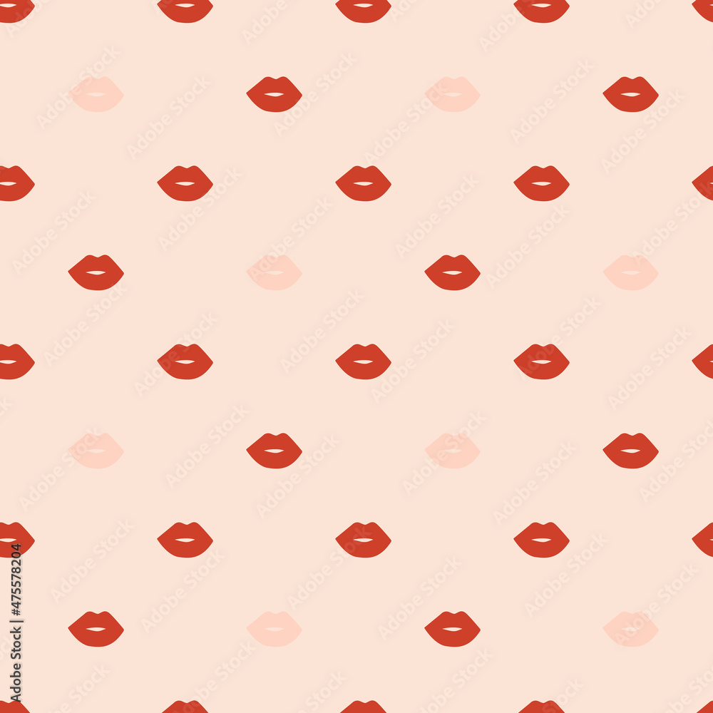 Vector seamless pattern with red female lips Vector seamless pattern with red female lips