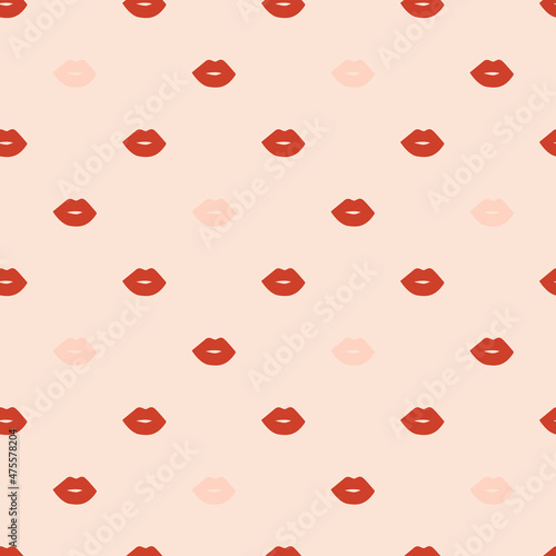 Vector seamless pattern with red female lips