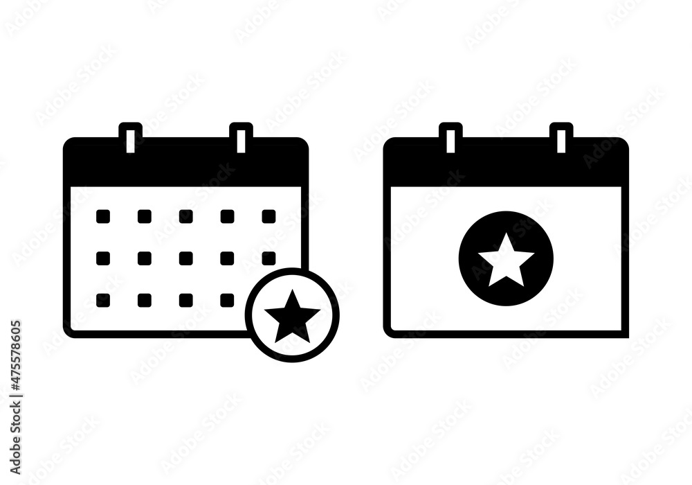Calendar with star symbol. Illustration vector Calendar with star symbol. Illustration vector