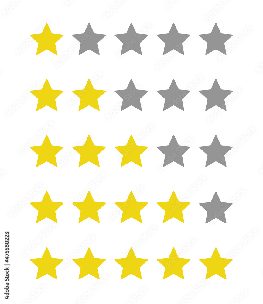 Rating stars set. Star rating. Review us. Vector illustration Rating stars set. Star rating. Review us. Vector illustration