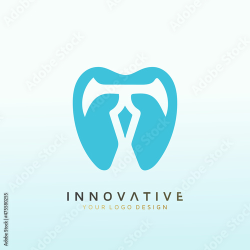 diagnose facial and dental logo design Ancient style letter T