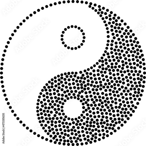 Abstract symbol Yin yang of dots, harmony and balance. Black and white. Vector illustration