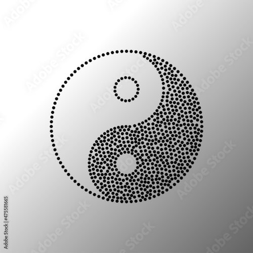 Abstract symbol Yin yang of dots, harmony and balance. Black and white. Vector illustration