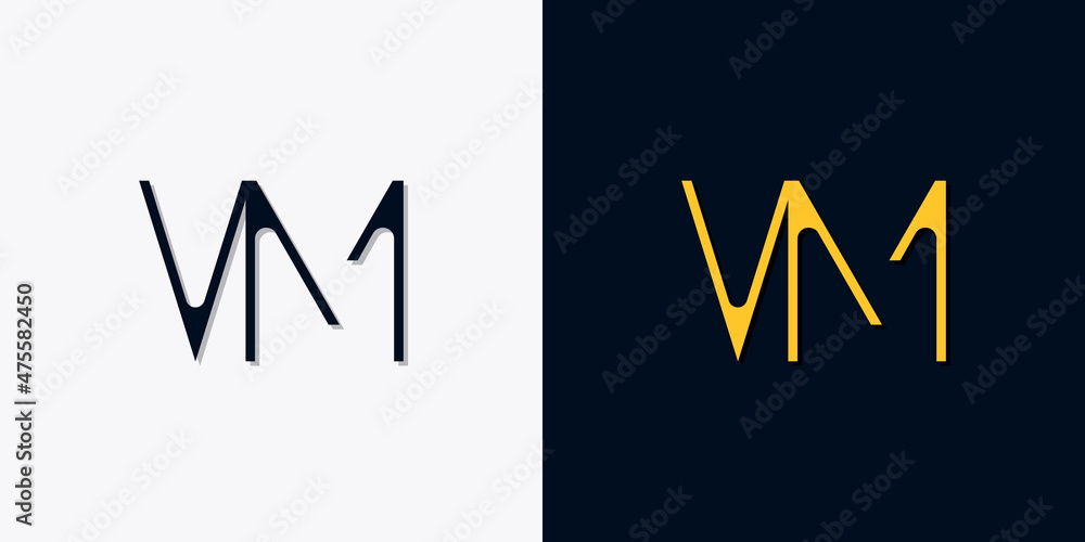 Minimalist abstract initial letters VM logo.