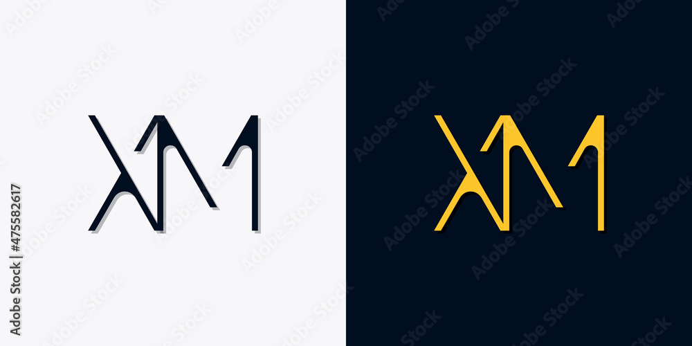 Minimalist abstract initial letters XM logo.