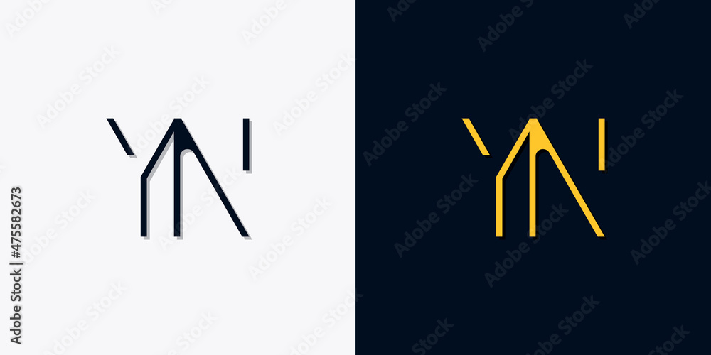 Minimalist abstract initial letters YN logo. - obrazy, fototapety, plakaty 