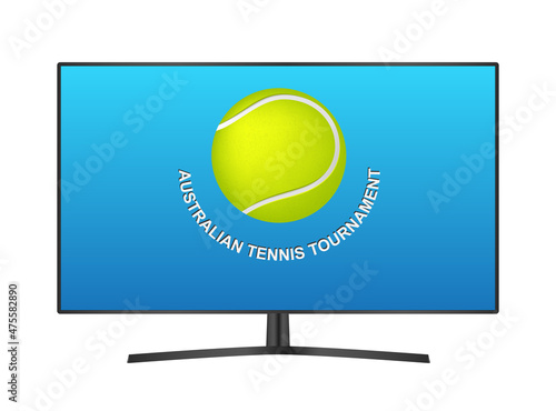 Australian tennis tournament logo on a tv screen, vector illustration