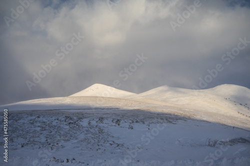 Sibillini mountains in a winter morning after a snow storm, Norcia, Perugia, Umbria, Italy