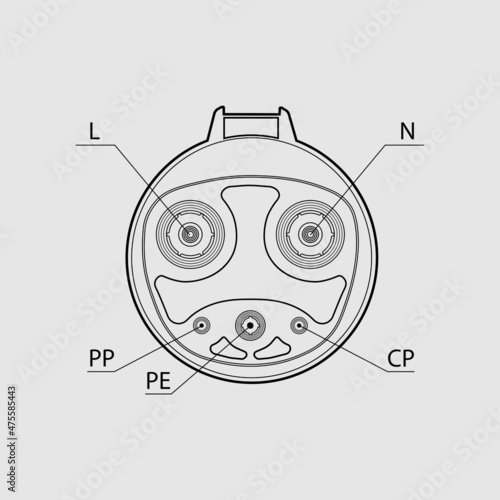 Electric car supercharging plug line icon.