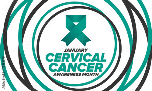 Cervical Cancer Awareness Month. Celebrate annual in January. Woman healthcare. Girl solidarity. Cancer prevention. Female disease. Medical healthcare concept. Poster, banner and background. Vector
