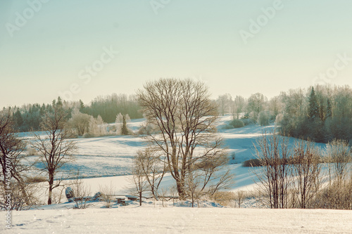 rural winter landscape with snow