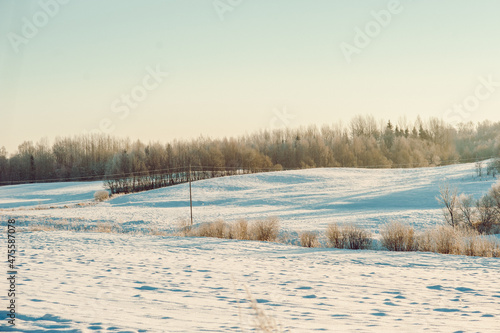 rural winter landscape with snow