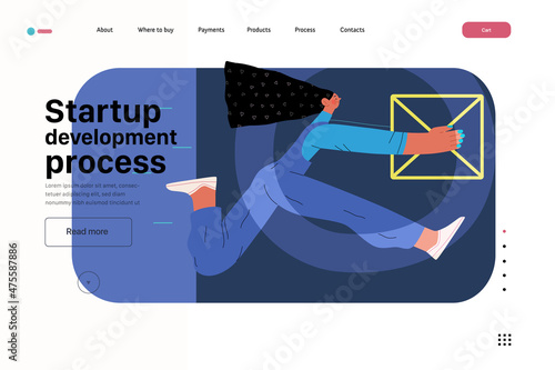 Startup illustration, website landing template. Concept of building new business