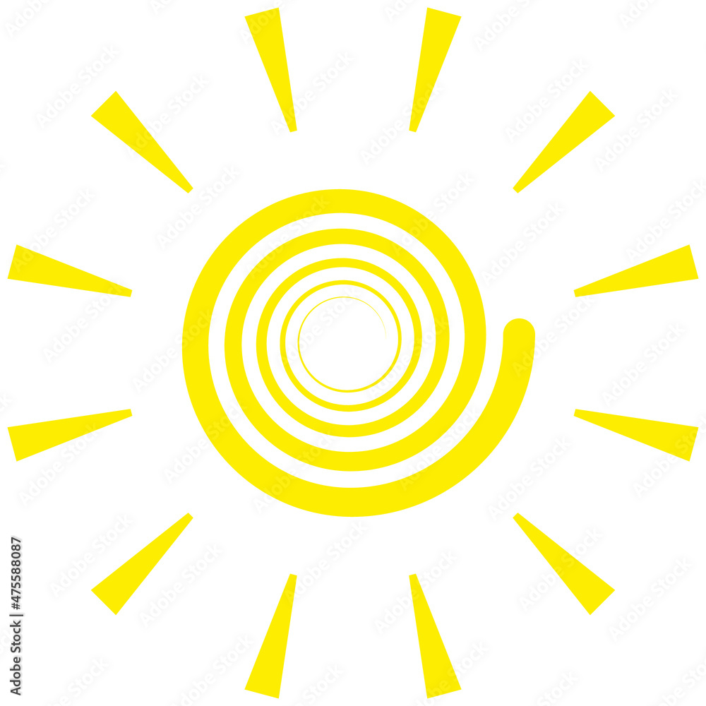 Sun spiral yellow sign symbol icon isolated - vector illustration Sun spiral yellow sign symbol icon isolated - vector illustration