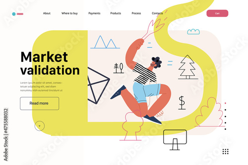 Startup illustration, website landing template. Concept of building new business