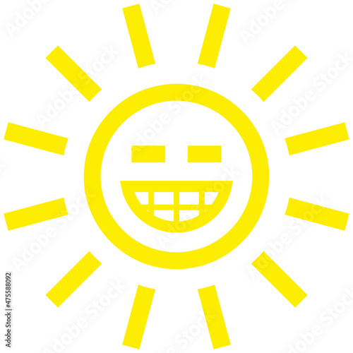Sun smiley yellow sign symbol icon isolated - vector illustration photo