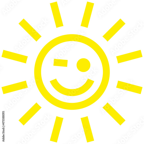 Sun smiley yellow sign symbol icon isolated - vector illustration
