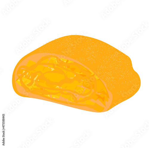 Austrian apple strudel. Traditional pastries. Pie with filling. Puff pastry dessert. Isolated on a white background.