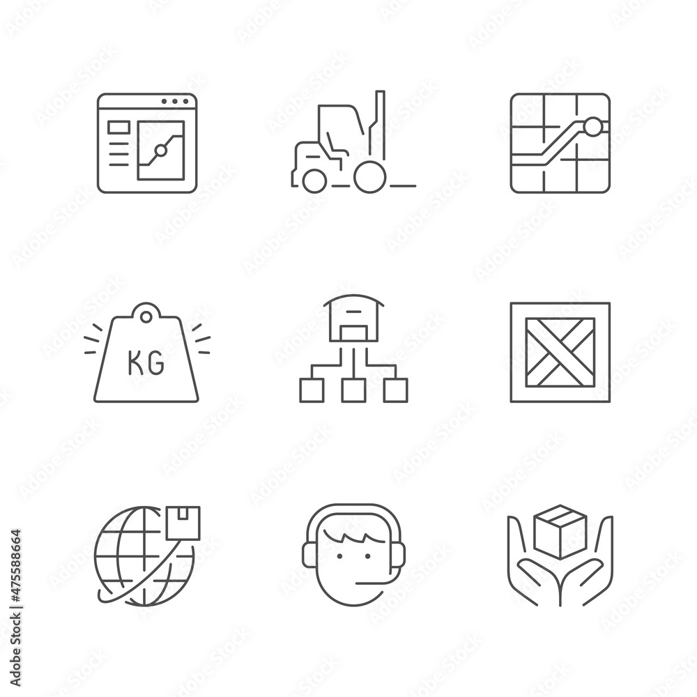 Set line icons of logistics