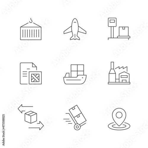 Set line icons of logistics