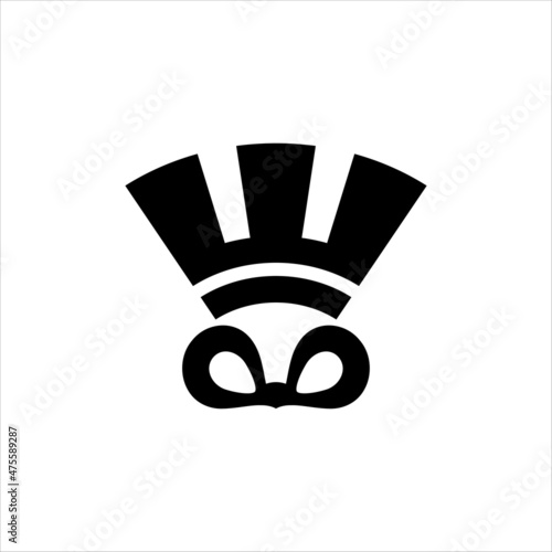 Mayan mask icon. Simple style Aztec history museum poster background symbol. Mayan logo design element. Mayan t-shirt printing. Vector for sticker.