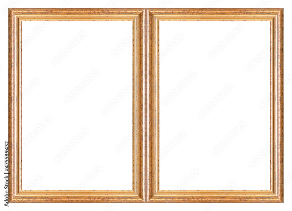 Golden frame for paintings, mirrors or photo isolated on white background. Design element with clipping path Golden frame for paintings, mirrors or photo isolated on white background. Design element with clipping path