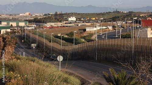 Fence in the city of Melilla that separates Spain from Morocco. Borders photo