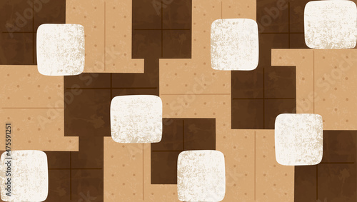 S'mores abstract grid background, in a cut paper style with textures
