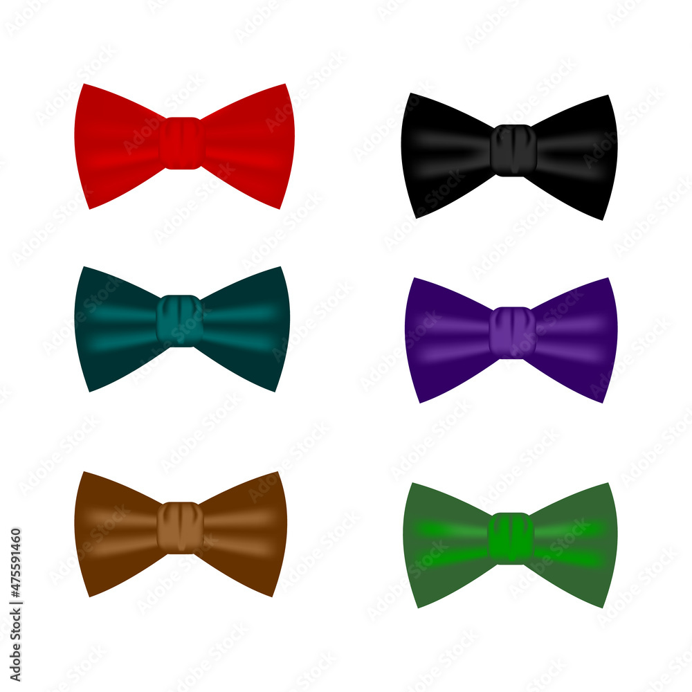 Illustration set of colorful bow ties in different colors,vector