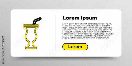 Line Milkshake icon isolated on white background. Plastic cup with lid and straw. Colorful outline concept. Vector