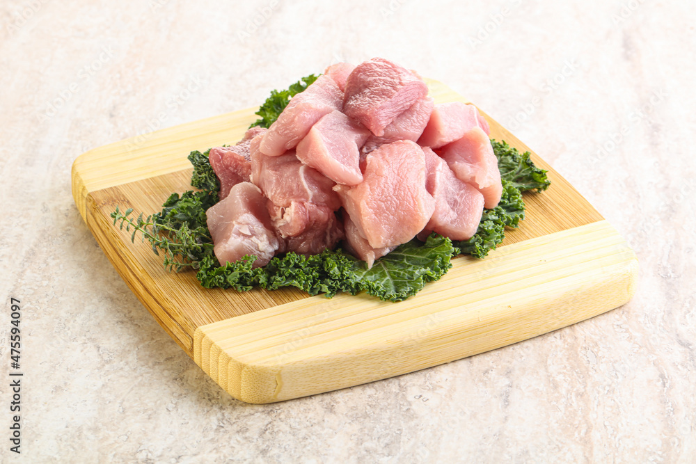 Raw pork meat cubes for coocking Raw pork meat cubes for coocking